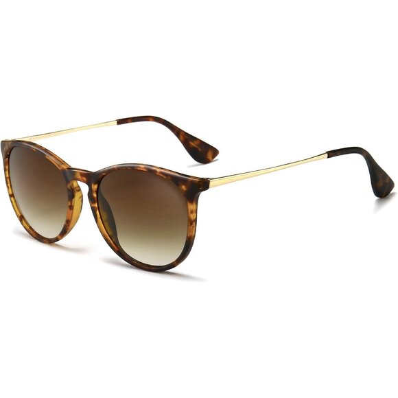 🆕 Women Brown Vintage Round Classic Retro Designer Style Trendy Sunglasses - Picture 1 of 6